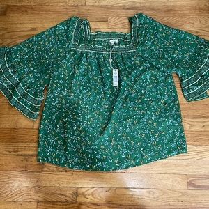 Max Studio Green Floral Print Top Size L